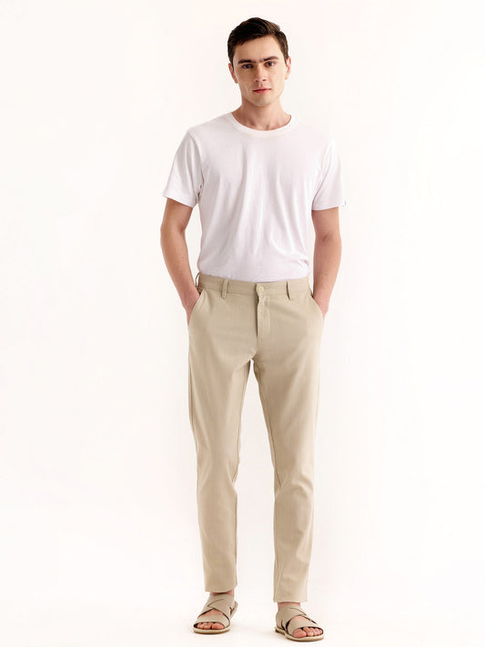 Cream Slim Fit Trouser