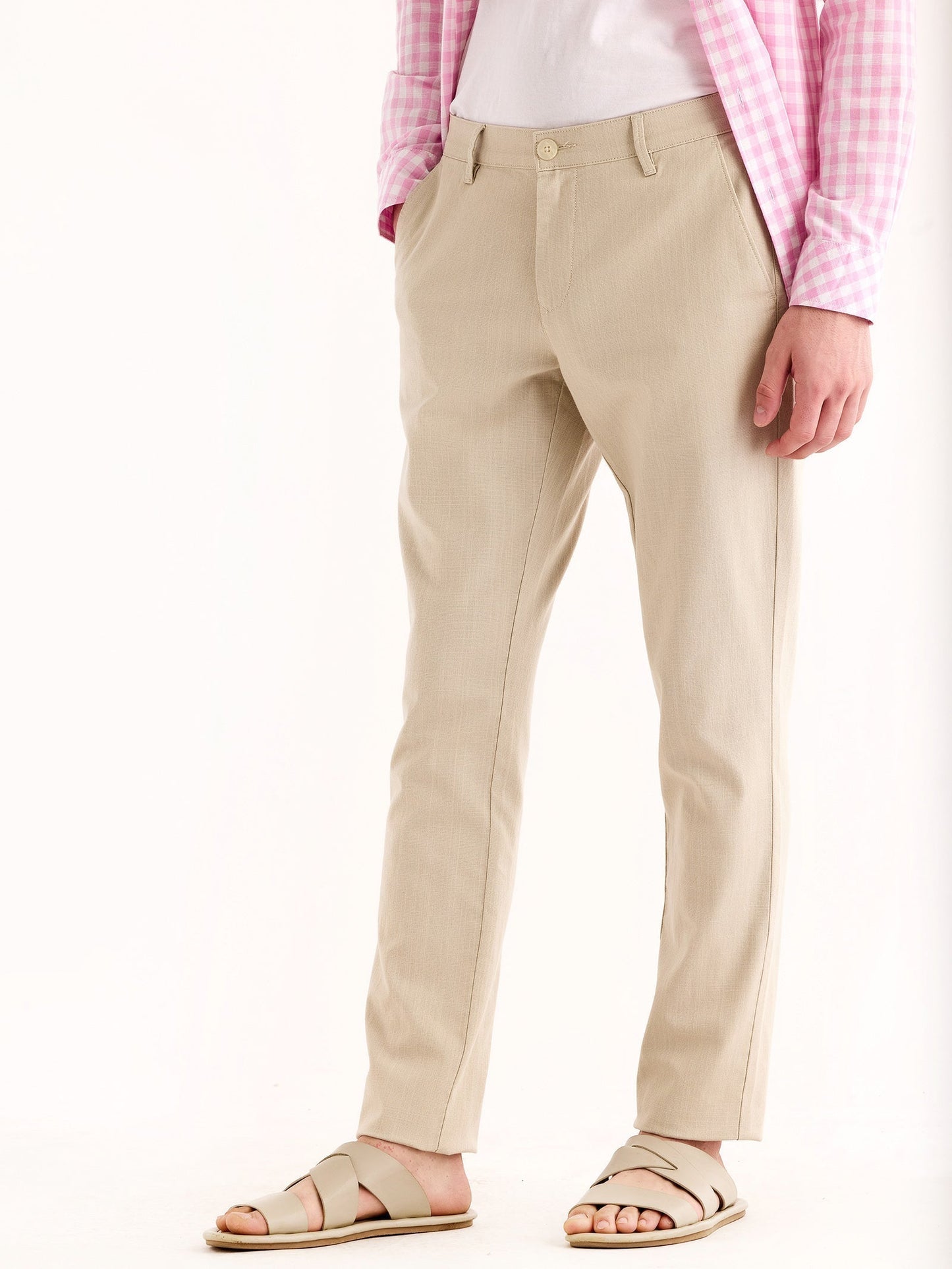 Cream Slim Fit Trouser