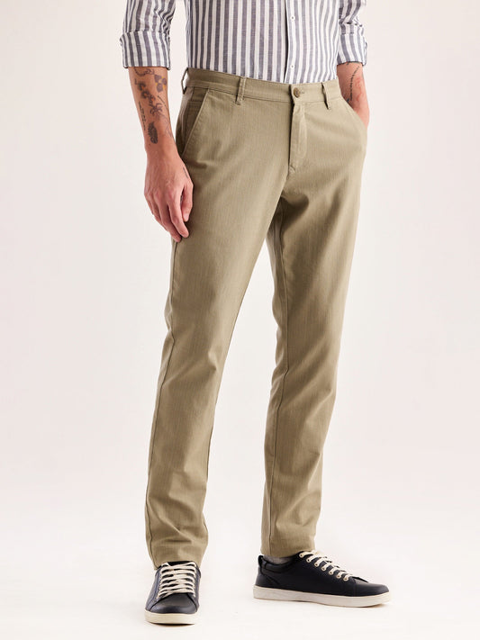 Cream Slim Fit Trouser