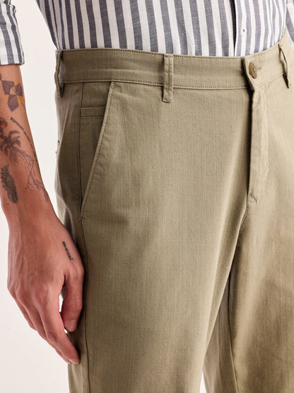 Cream Slim Fit Trouser