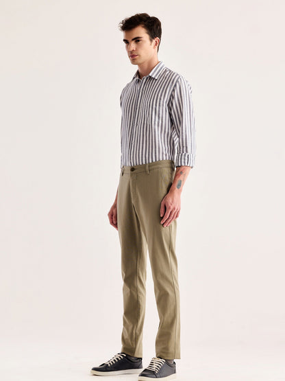 Cream Slim Fit Trouser