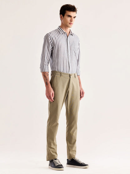 Cream Slim Fit Trouser