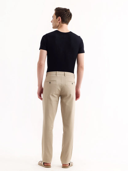 Cream Stretch Slim Fit Trouser