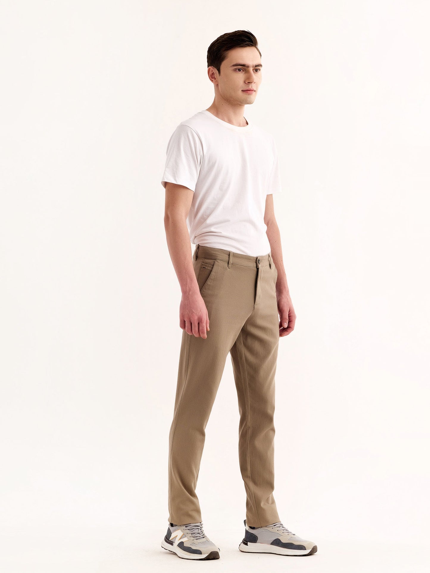 Cream Stretch Slim Fit Trouser