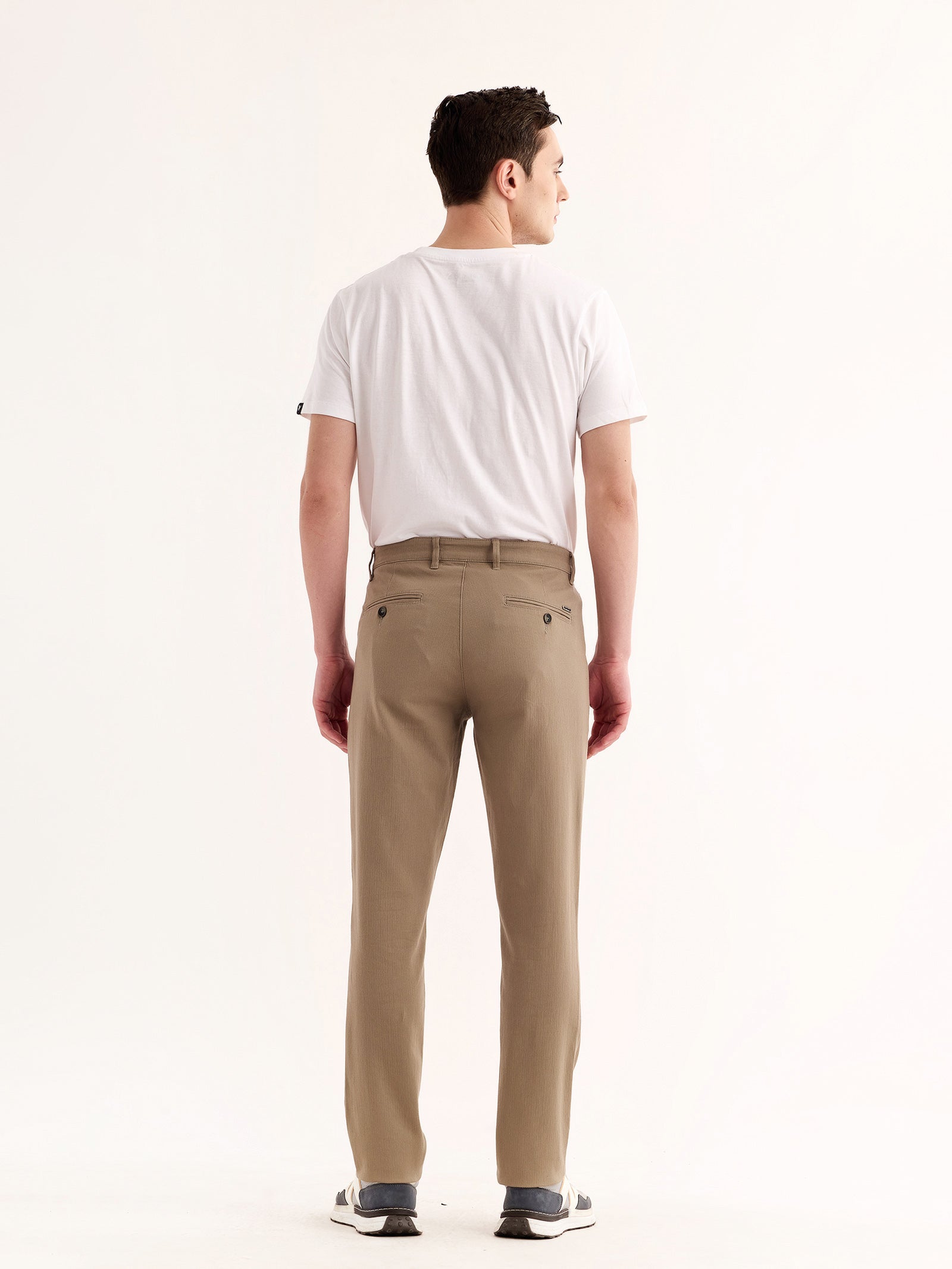 Cream Stretch Slim Fit Trouser