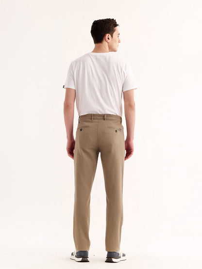 Cream Stretch Slim Fit Trouser