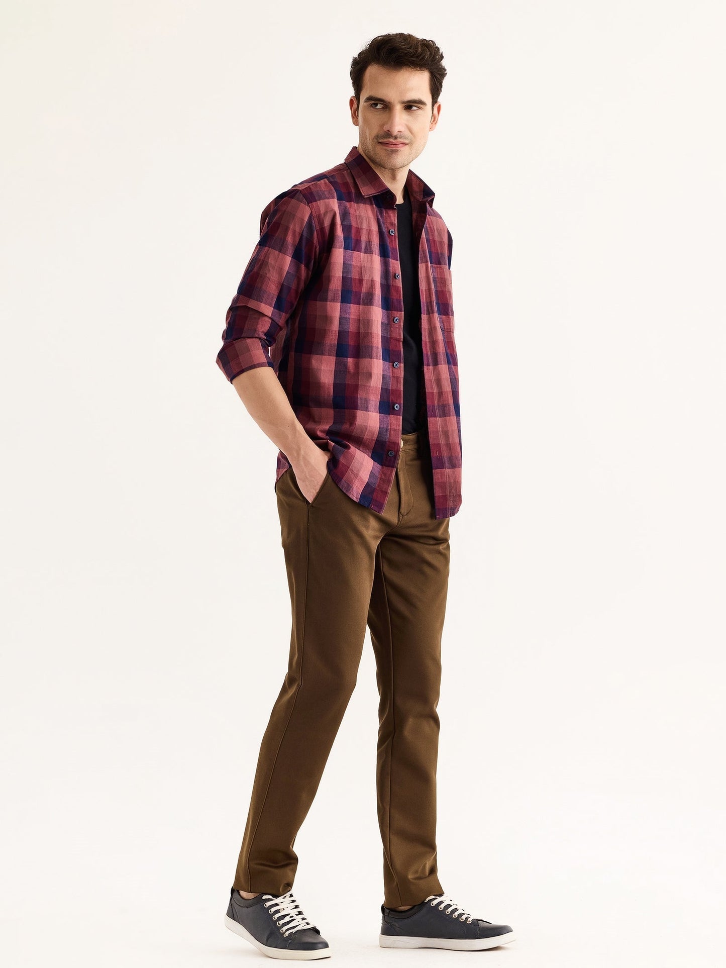 Brown Stretch Slim Fit Trouser