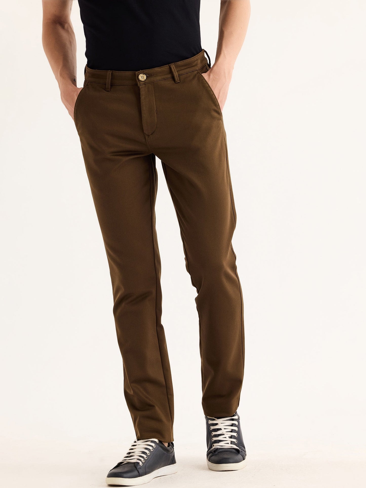 Brown Stretch Slim Fit Trouser