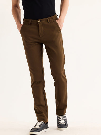 Brown Stretch Slim Fit Trouser