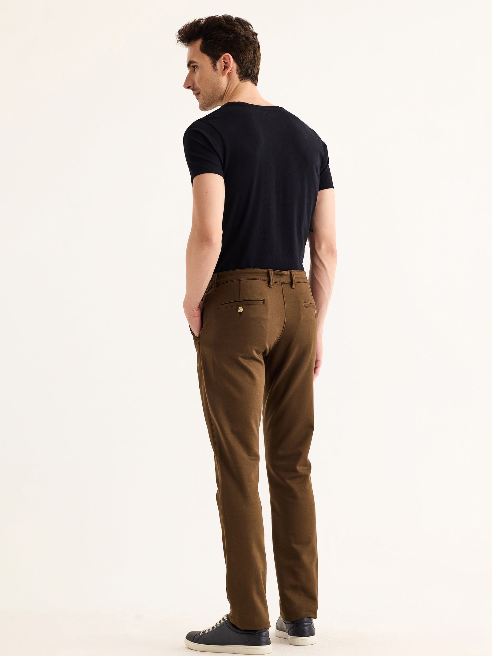 Brown Stretch Slim Fit Trouser