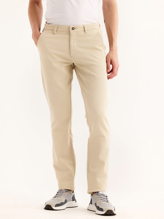 Cream Stretch Slim Fit Trouser