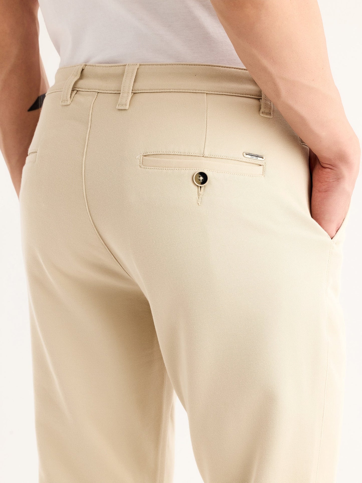 Cream Stretch Slim Fit Trouser