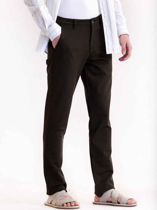 Brown Stretch Slim Fit Trouser