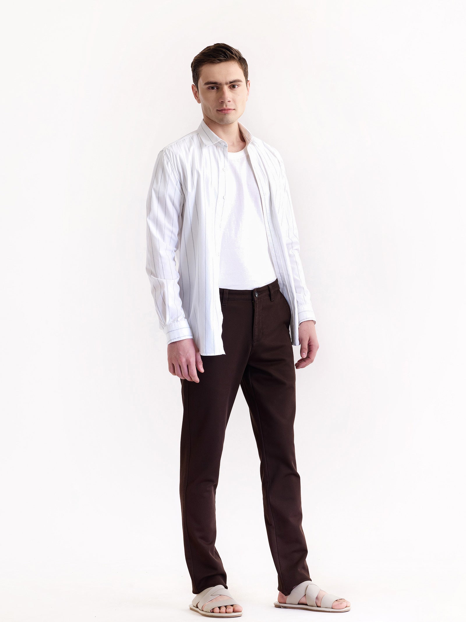 Brown Stretch Slim Fit Trouser