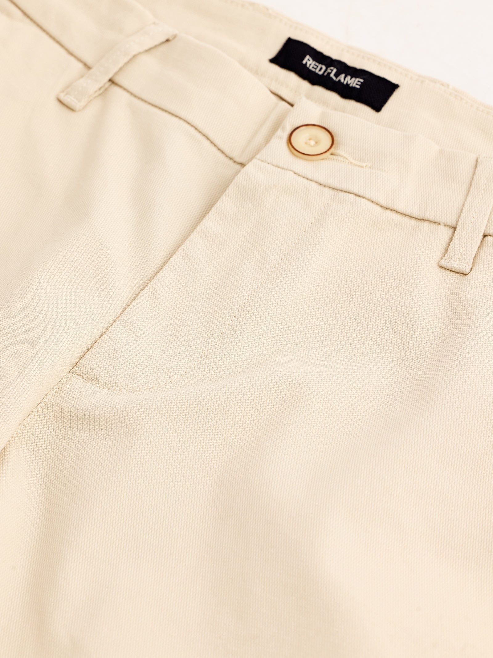 Cream Stretch Slim Fit Trouser