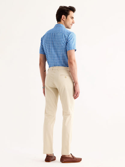 Cream Stretch Slim Fit Trouser