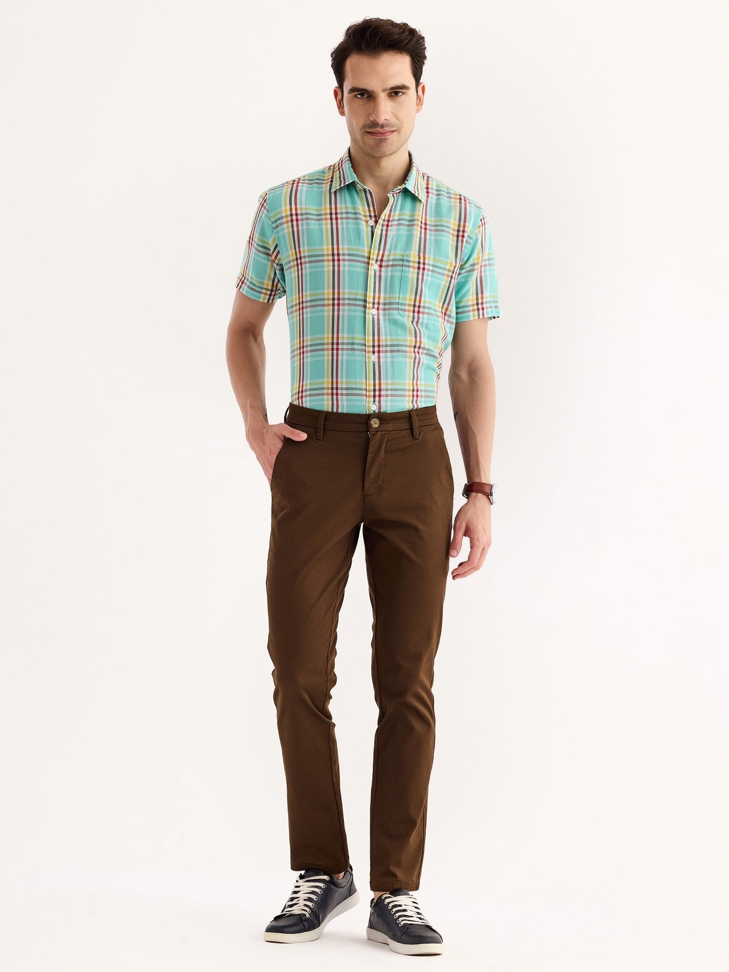 Brown Stretch Slim Fit Trouser