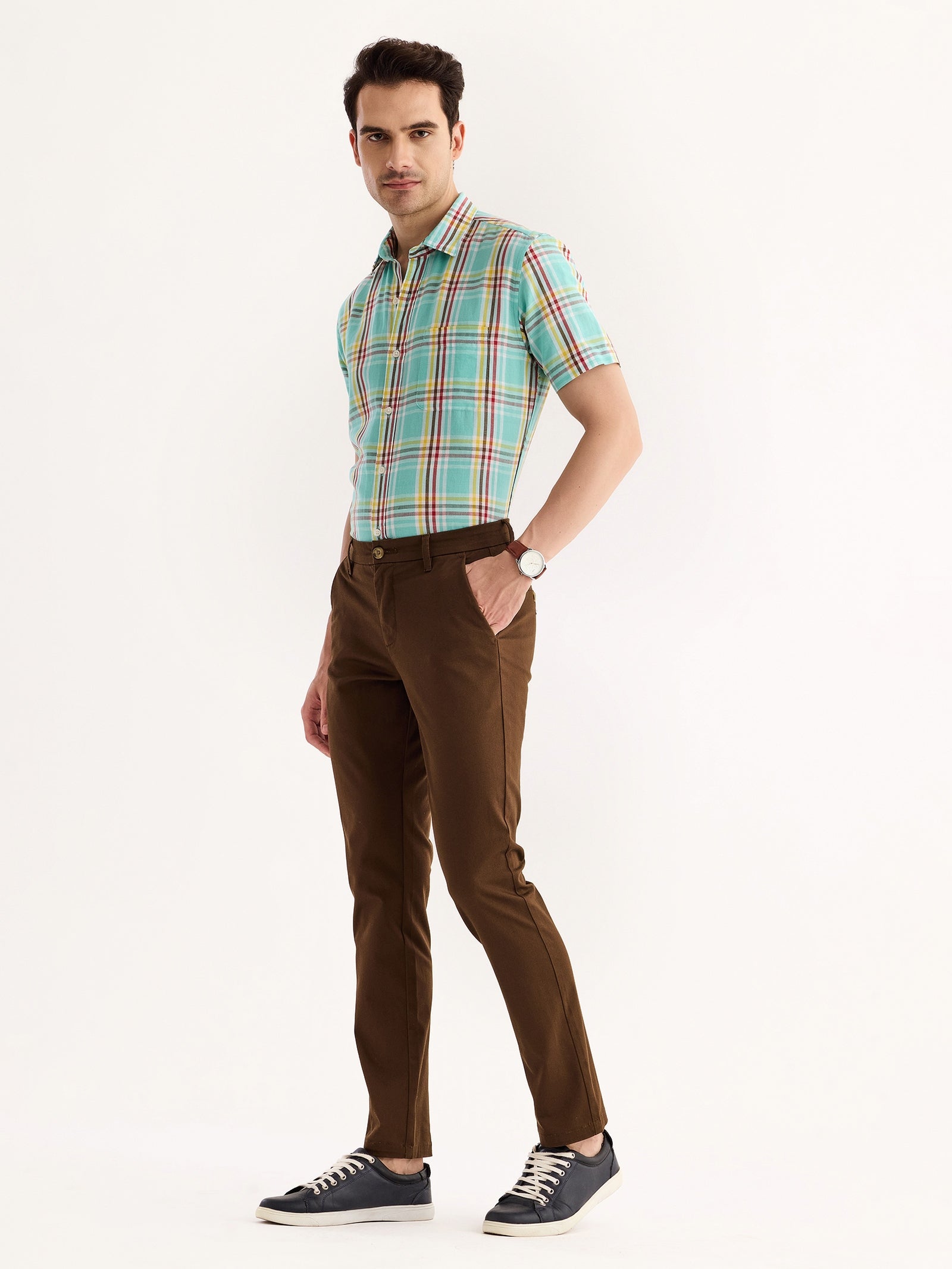 Brown Stretch Slim Fit Trouser