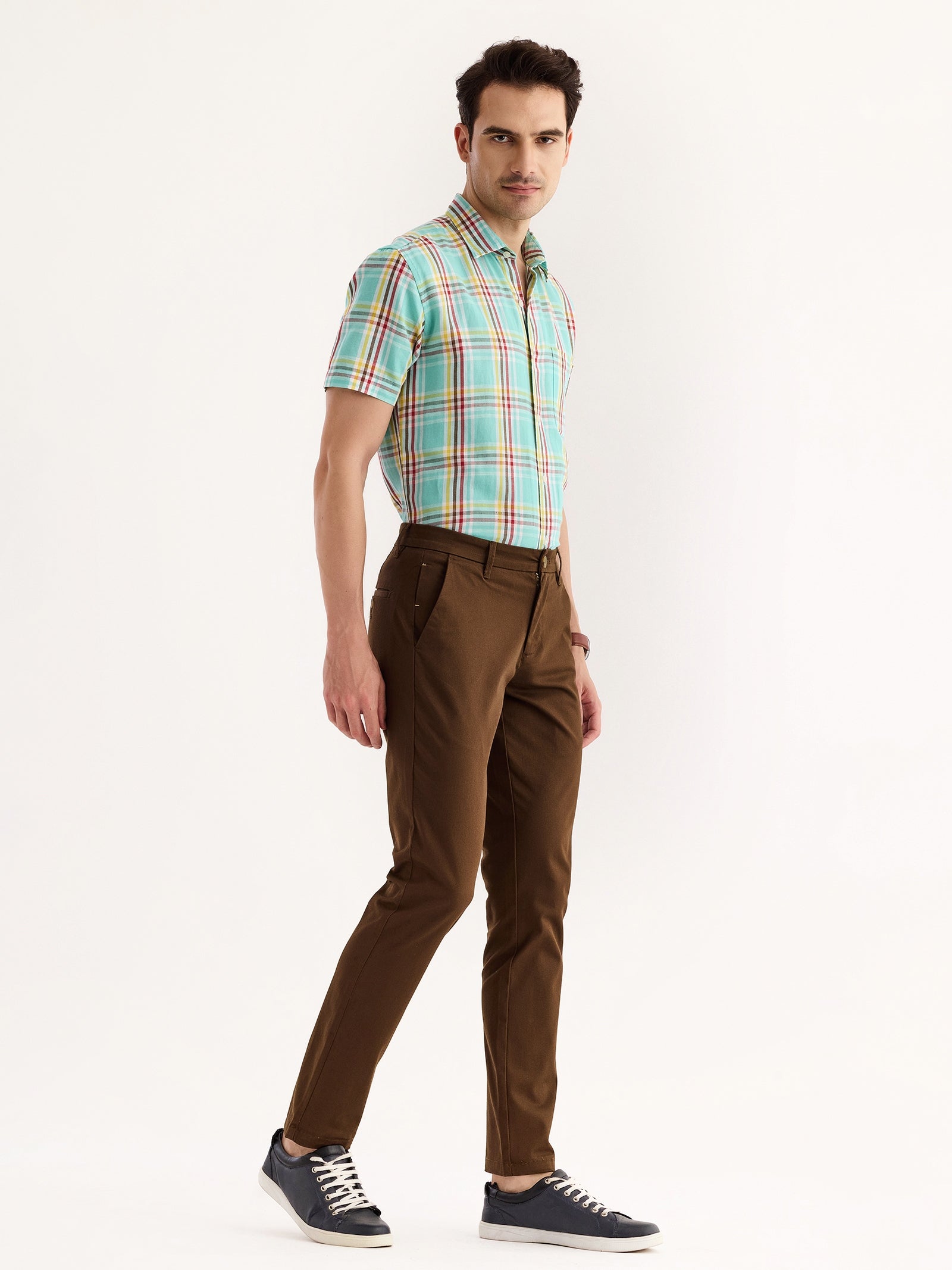 Brown Stretch Slim Fit Trouser