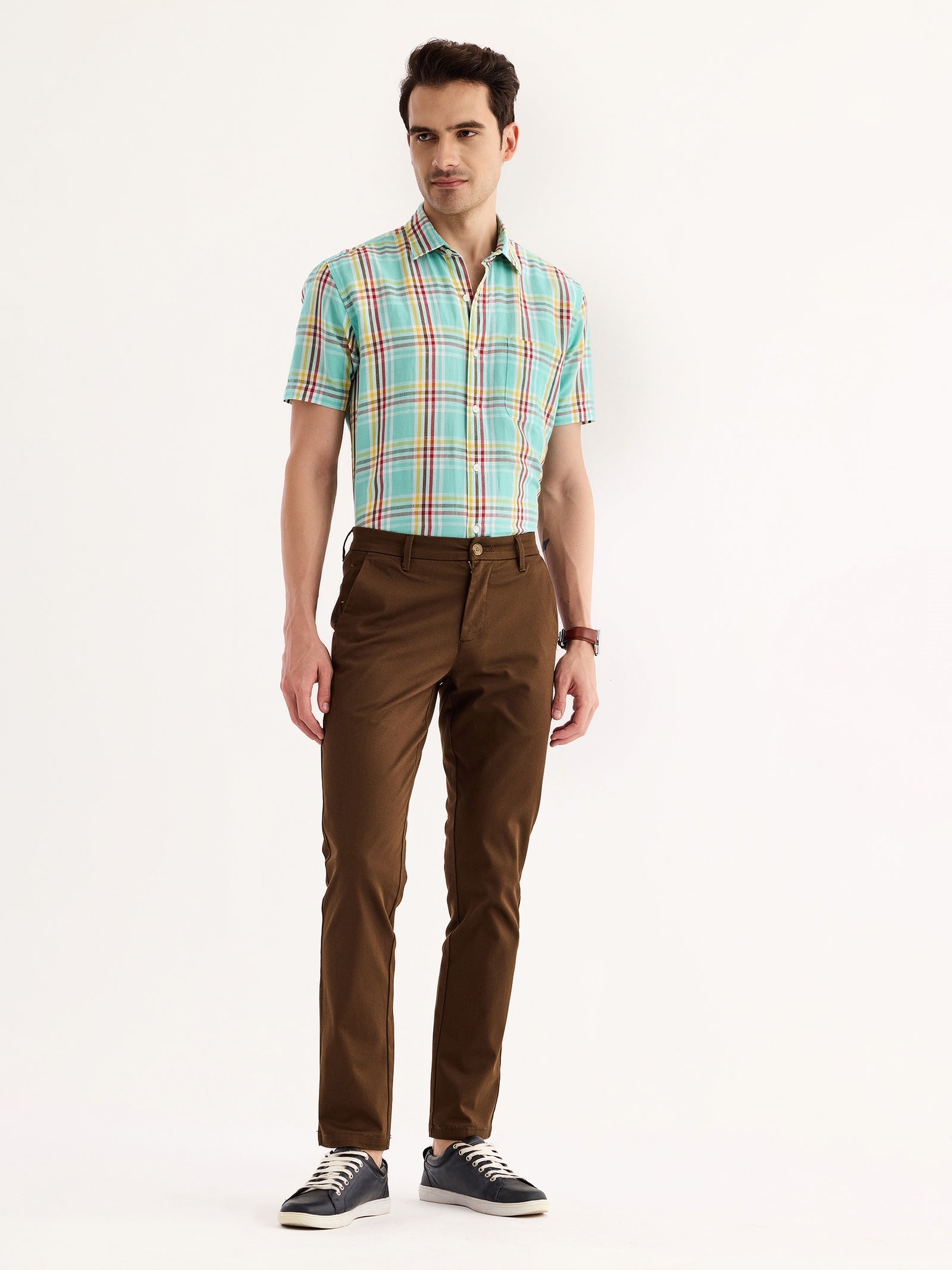 Brown Stretch Slim Fit Trouser