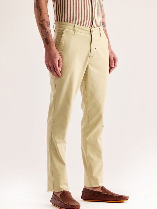 Cream Stretch Slim Fit Trouser