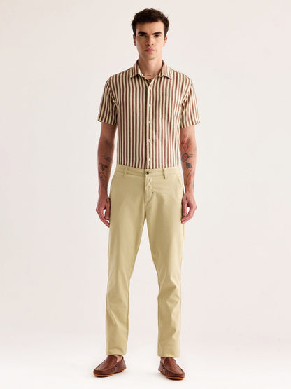 Cream Stretch Slim Fit Trouser