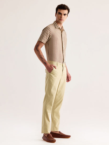 Cream Stretch Slim Fit Trouser