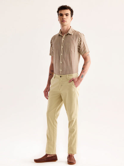 Cream Stretch Slim Fit Trouser