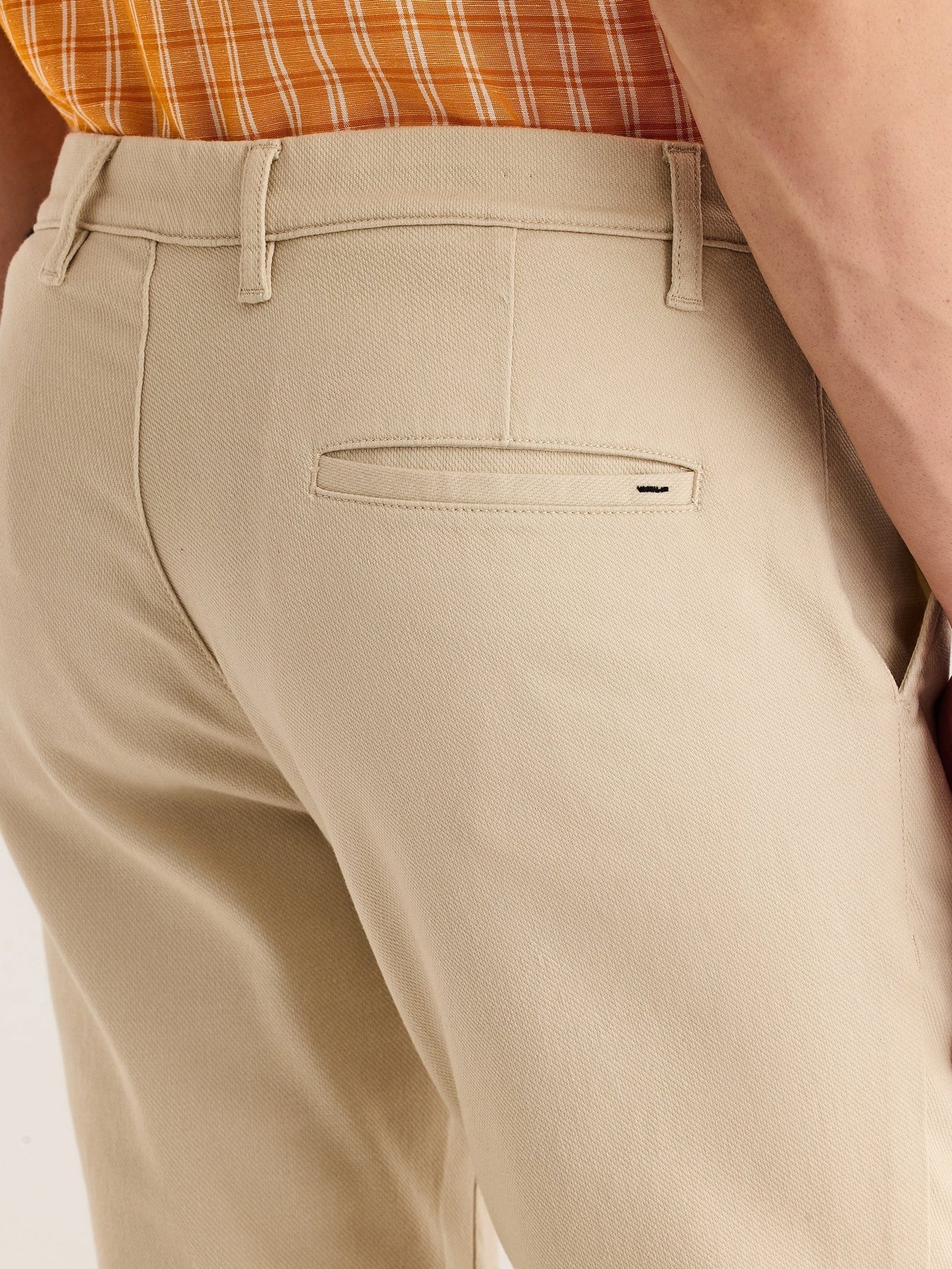 Cream Stretch Slim Fit Trouser