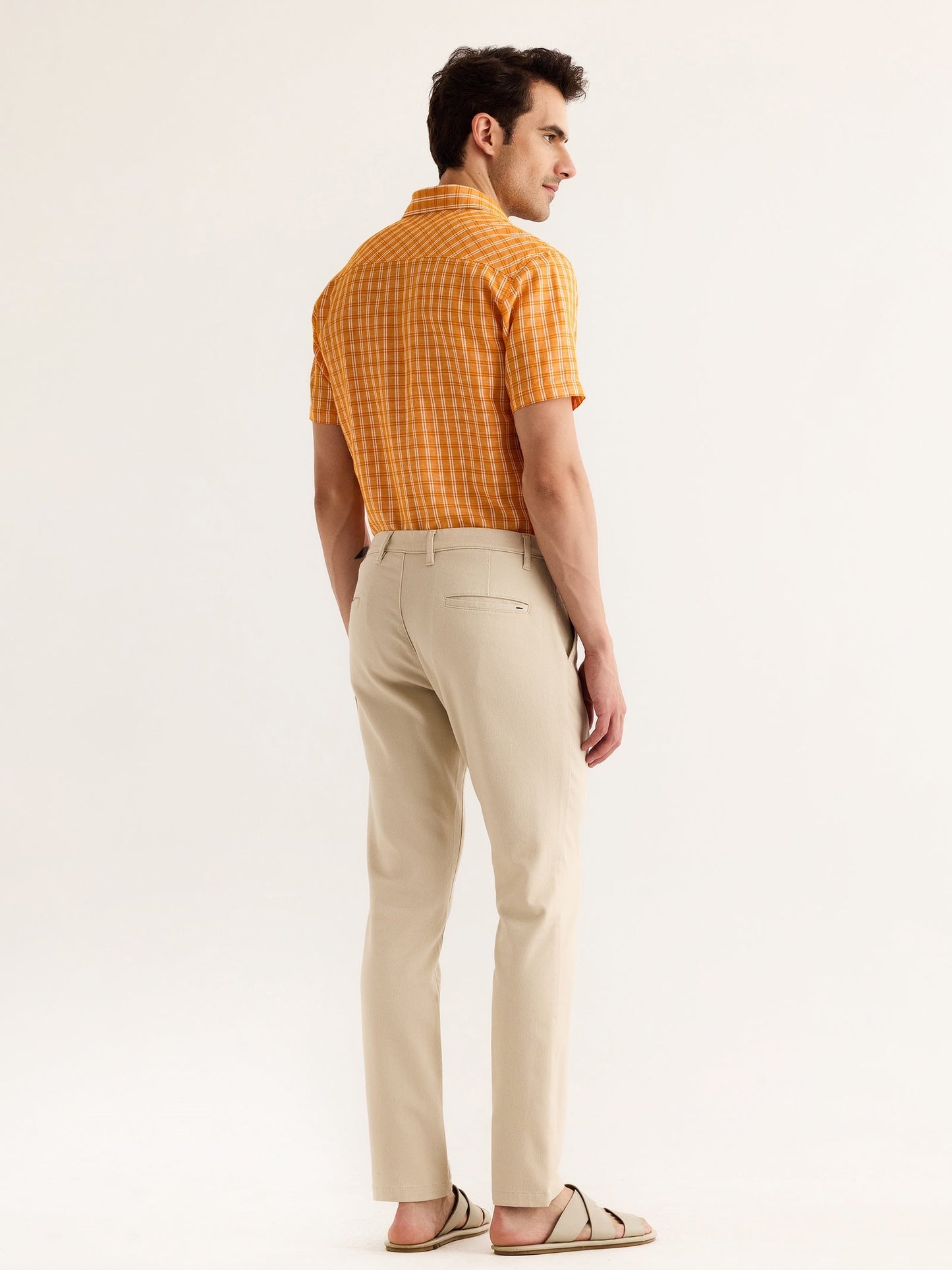 Cream Stretch Slim Fit Trouser