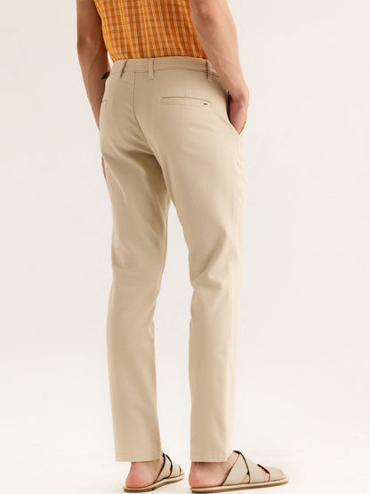 Cream Stretch Slim Fit Trouser