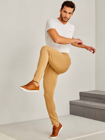 Beige 4-Way Stretch Travel Trouser