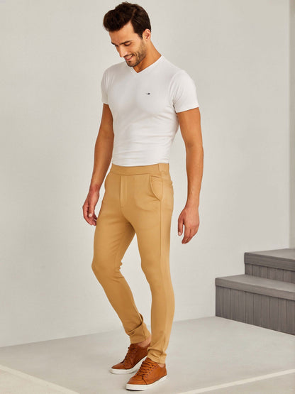 Beige 4-Way Stretch Travel Trouser