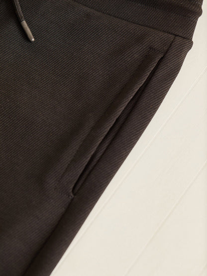 Black Textured 4-Way Stretch Track Pant