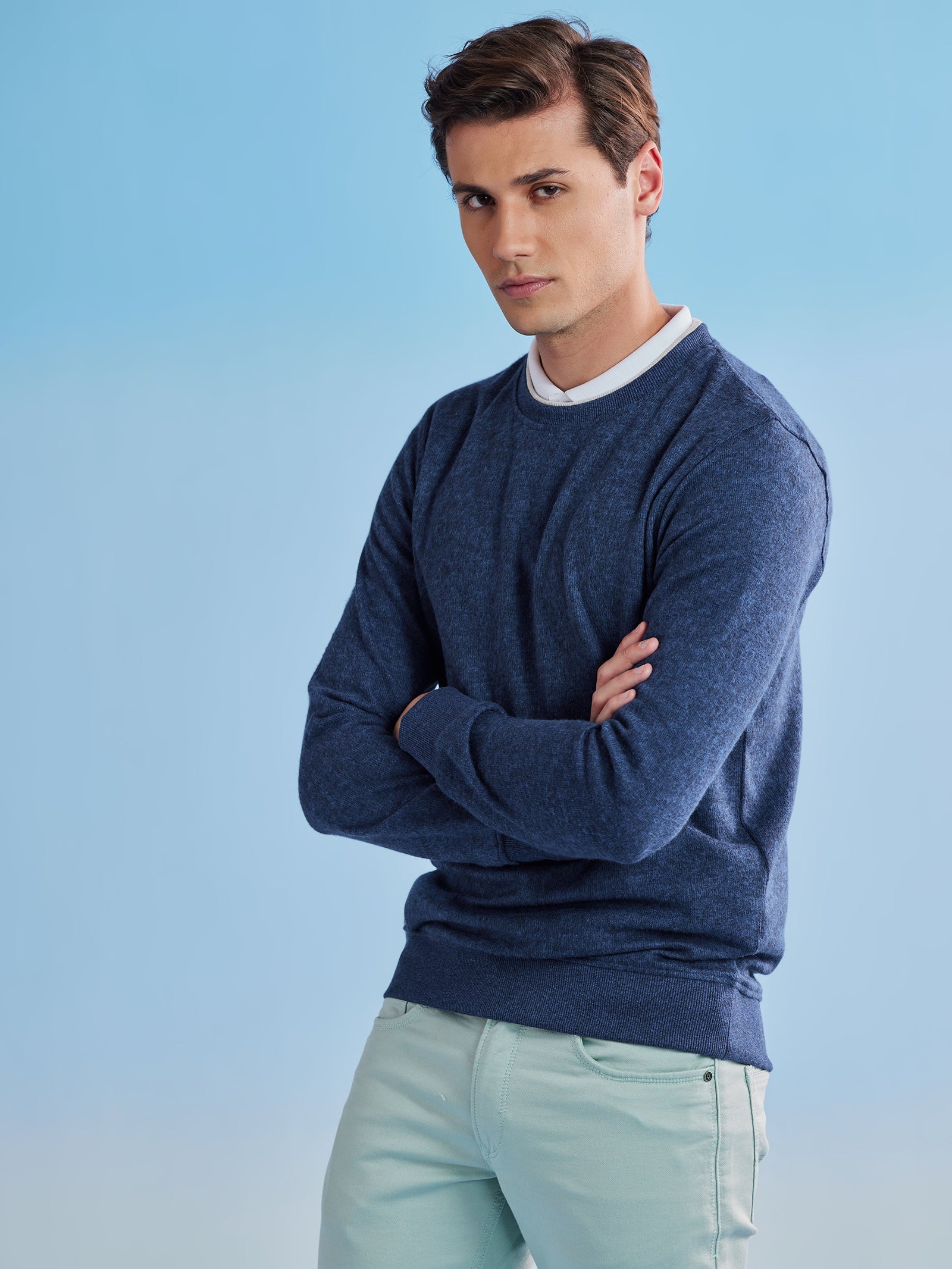 Dark Blue Fleece Crew Neck Sweatshirt