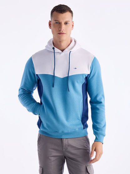 Blue Solid Hooded Sweatshirt