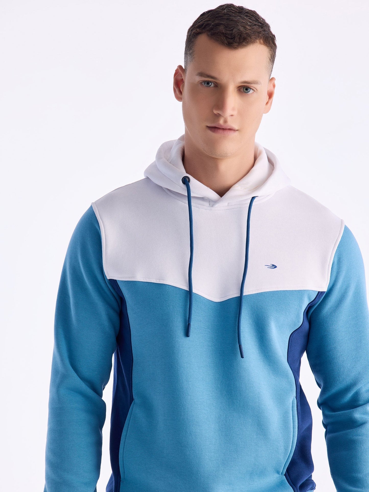 Blue Solid Hooded Sweatshirt