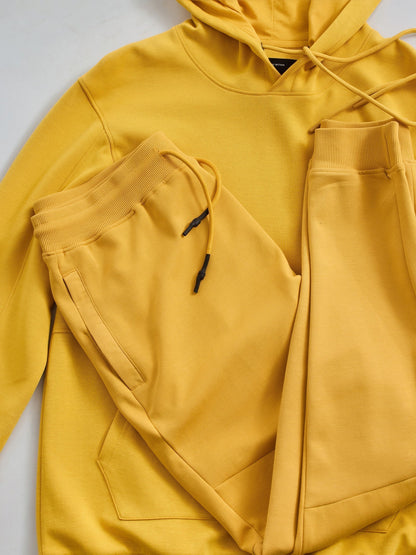 Yellow Solid Hooded Sweatshirt