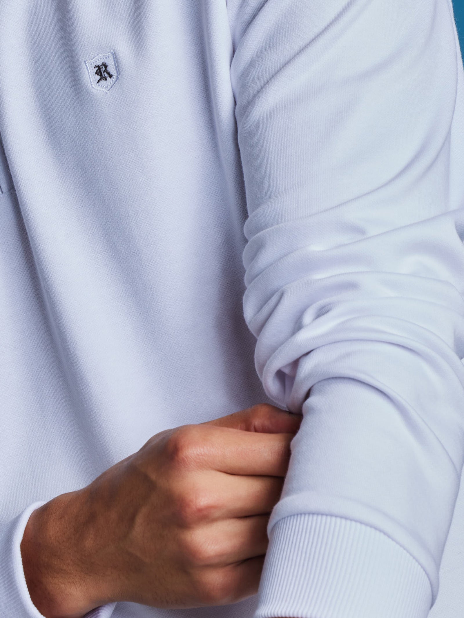 White Zipped Polo Sweatshirt