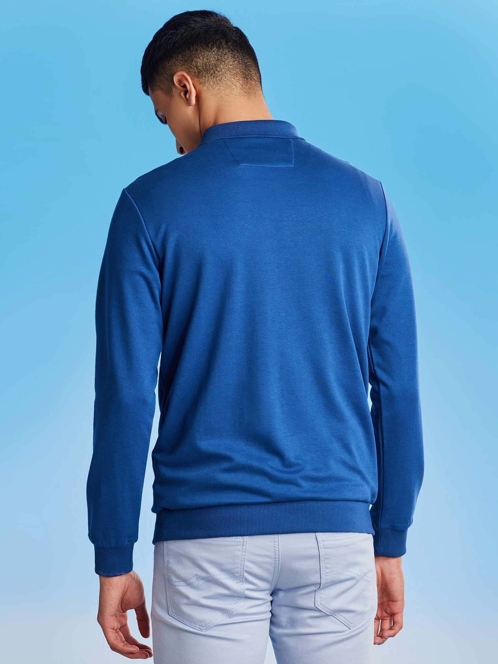 Blue Zipped Polo Sweatshirt