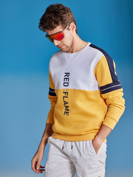 Yellow Colorblocked Crew Neck Sweatshirt