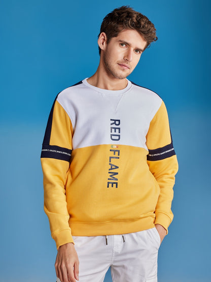 Yellow Colorblocked Crew Neck Sweatshirt