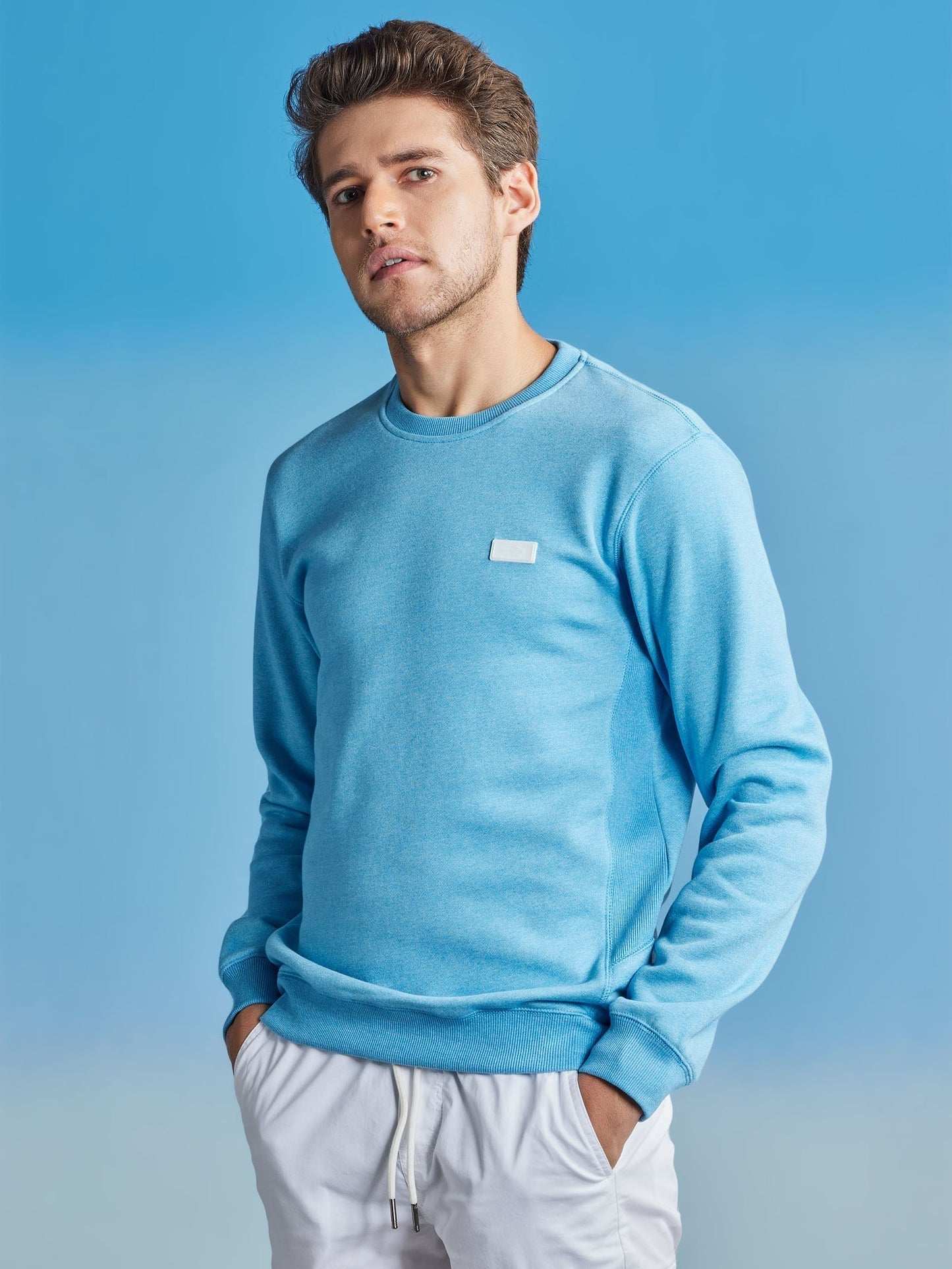 Blue Fleece Crew Neck Sweatshirt