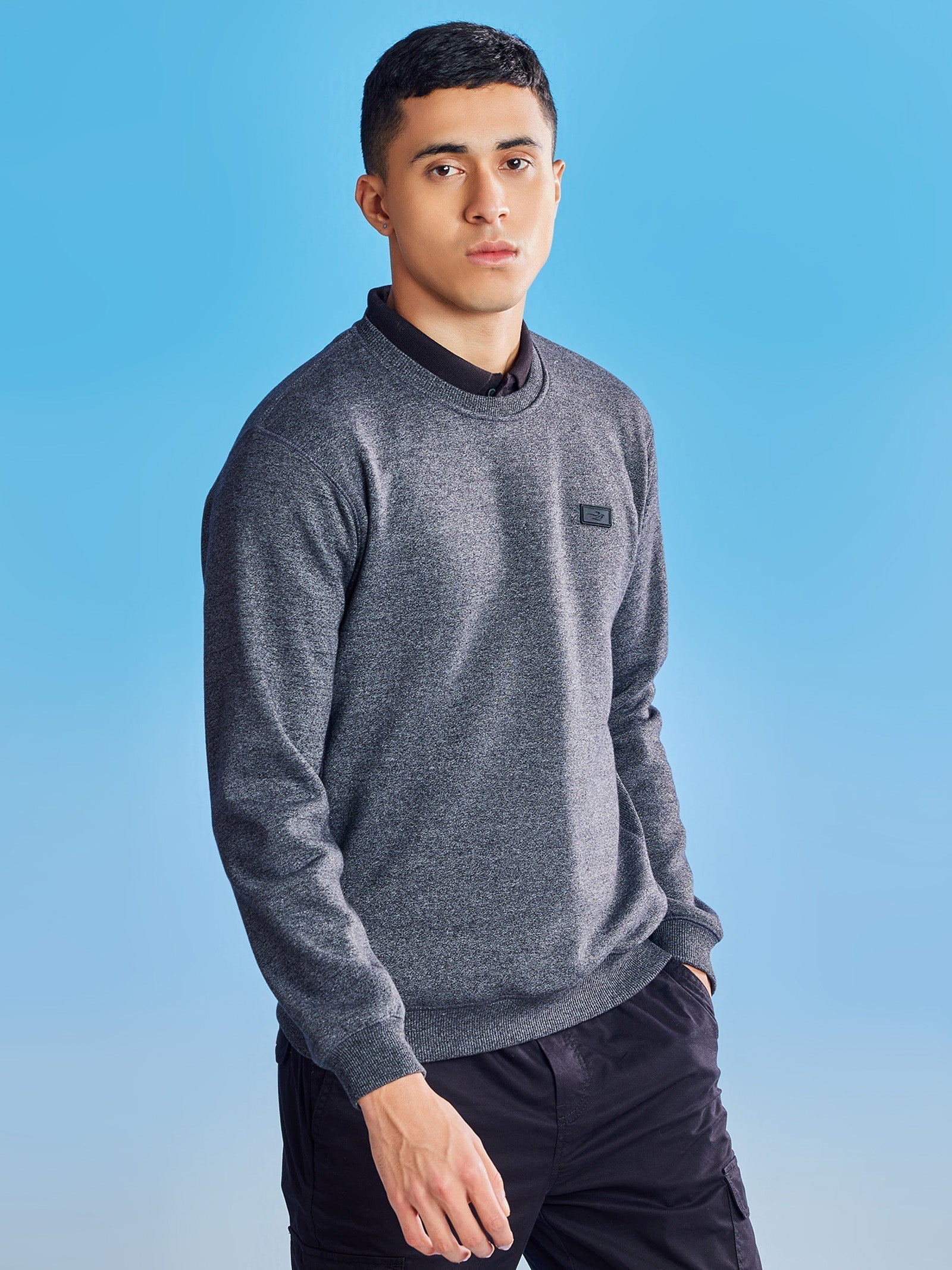 Black Fleece Crew Neck Sweatshirt