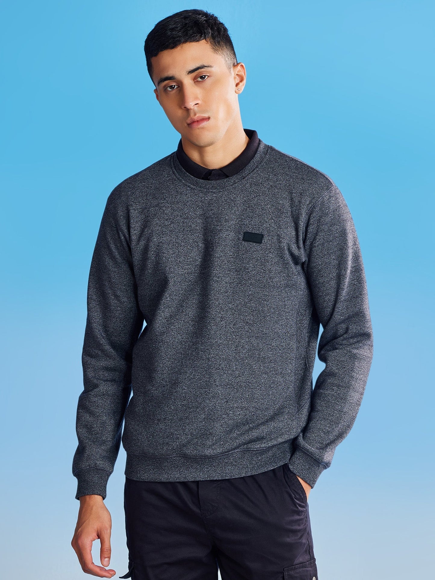 Black Fleece Crew Neck Sweatshirt