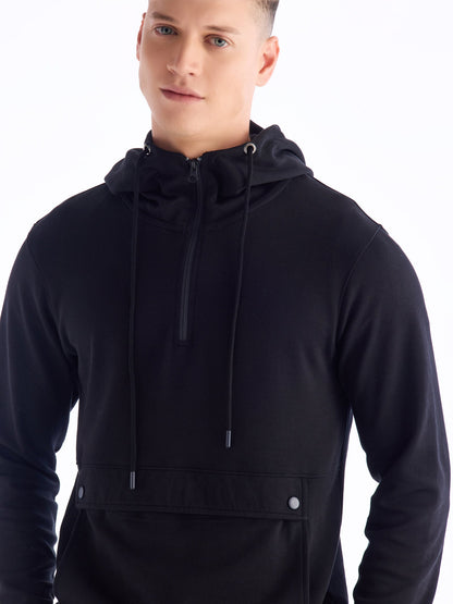 Black Solid Hooded Sweatshirt