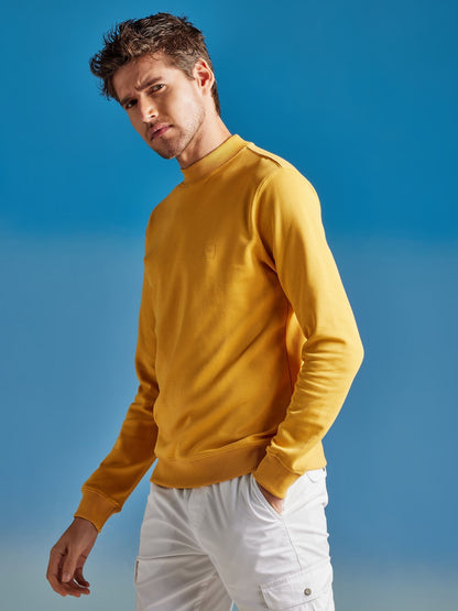 Yellow Interlock High Neck Sweatshirt