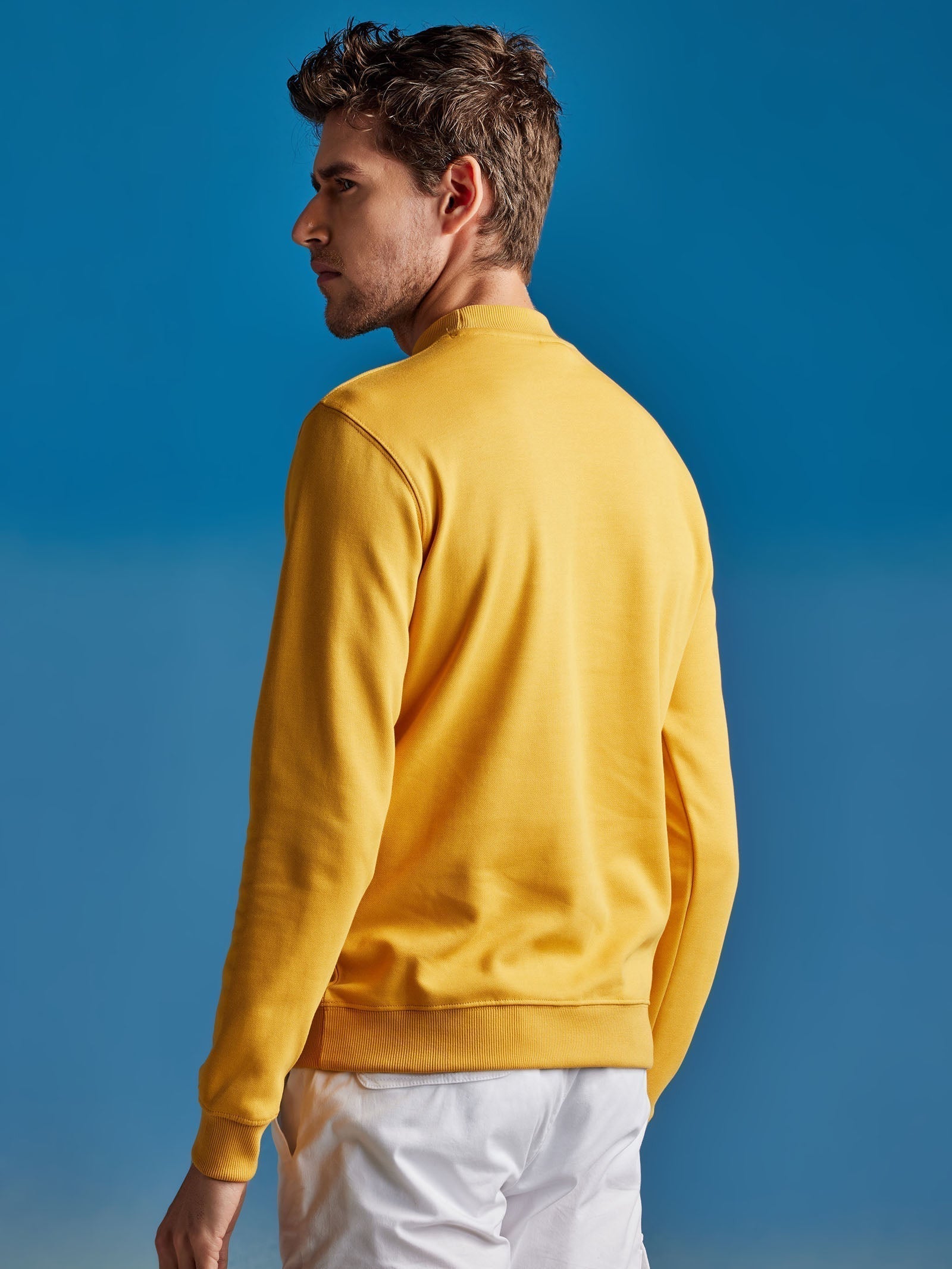 Yellow Interlock High Neck Sweatshirt