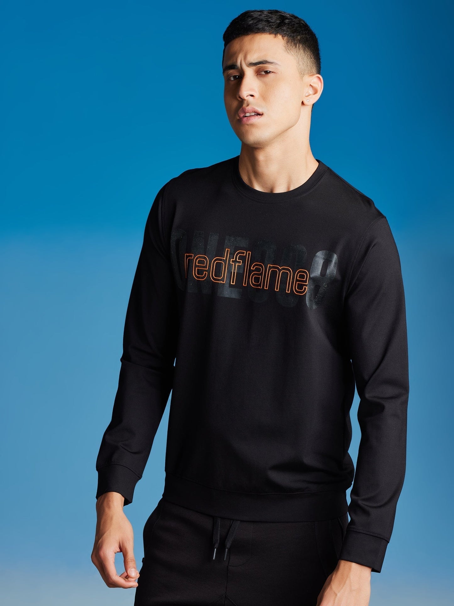 Black 4-Way Stretch Crew Neck Sweatshirt