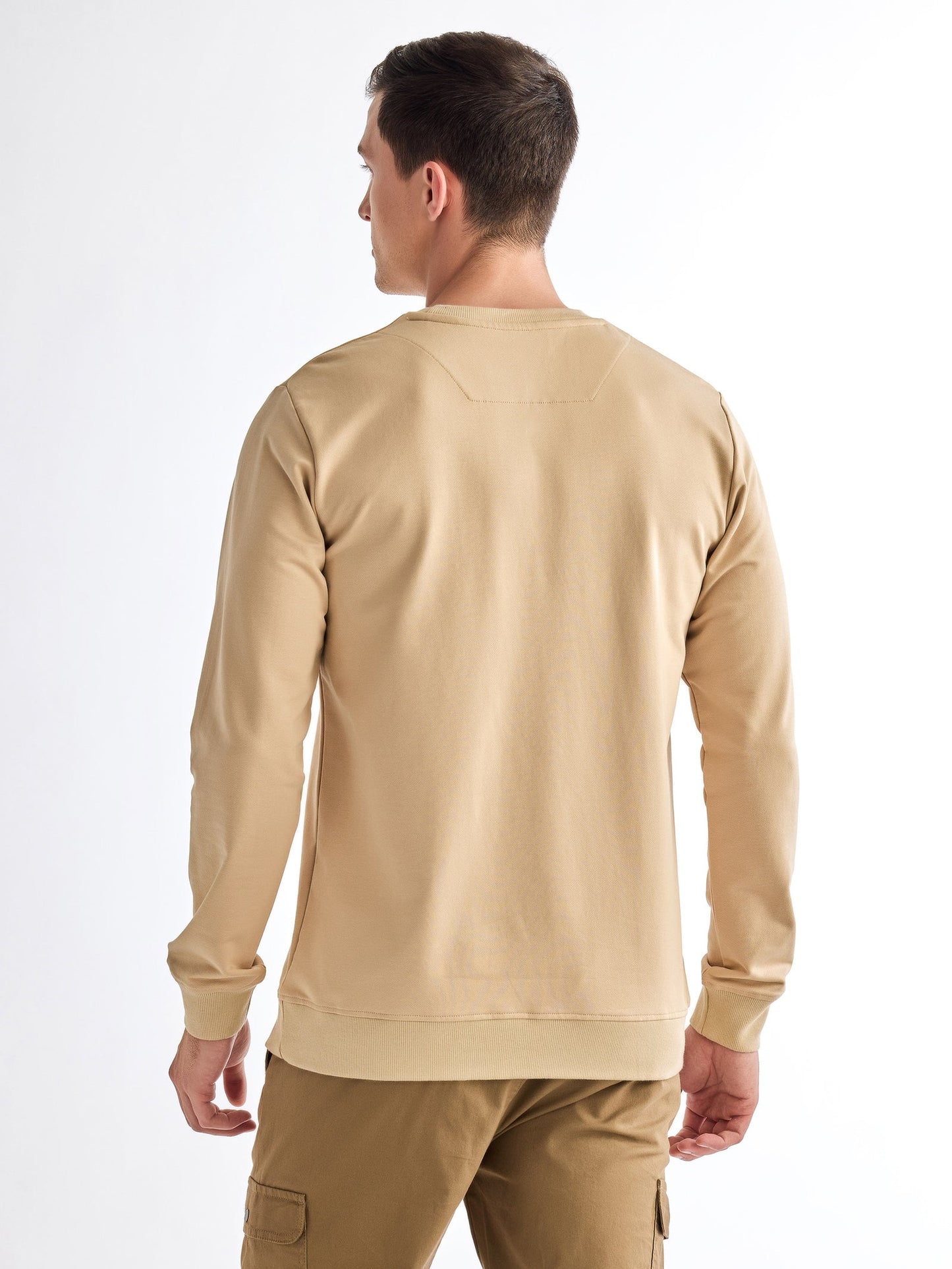 Cream Solid Sweatshirt